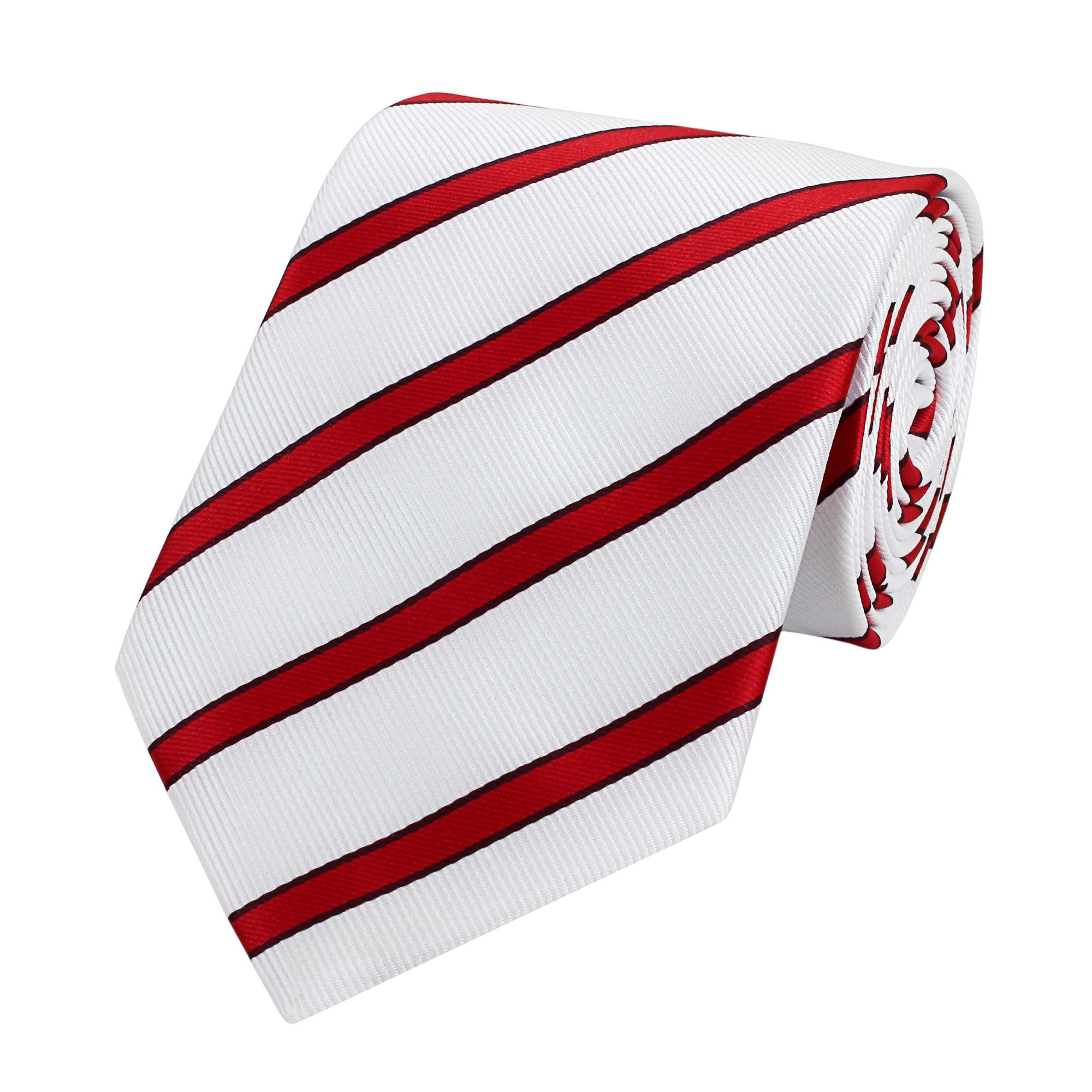 Fabio Farini Krawatte gestreifte Herren Krawatte - Tie mit Streifen in 6cm oder 8cm Breite (ohne Box, 1-St., Gestreift) Breit (8cm), Weiß/Weinrot/Signalrot