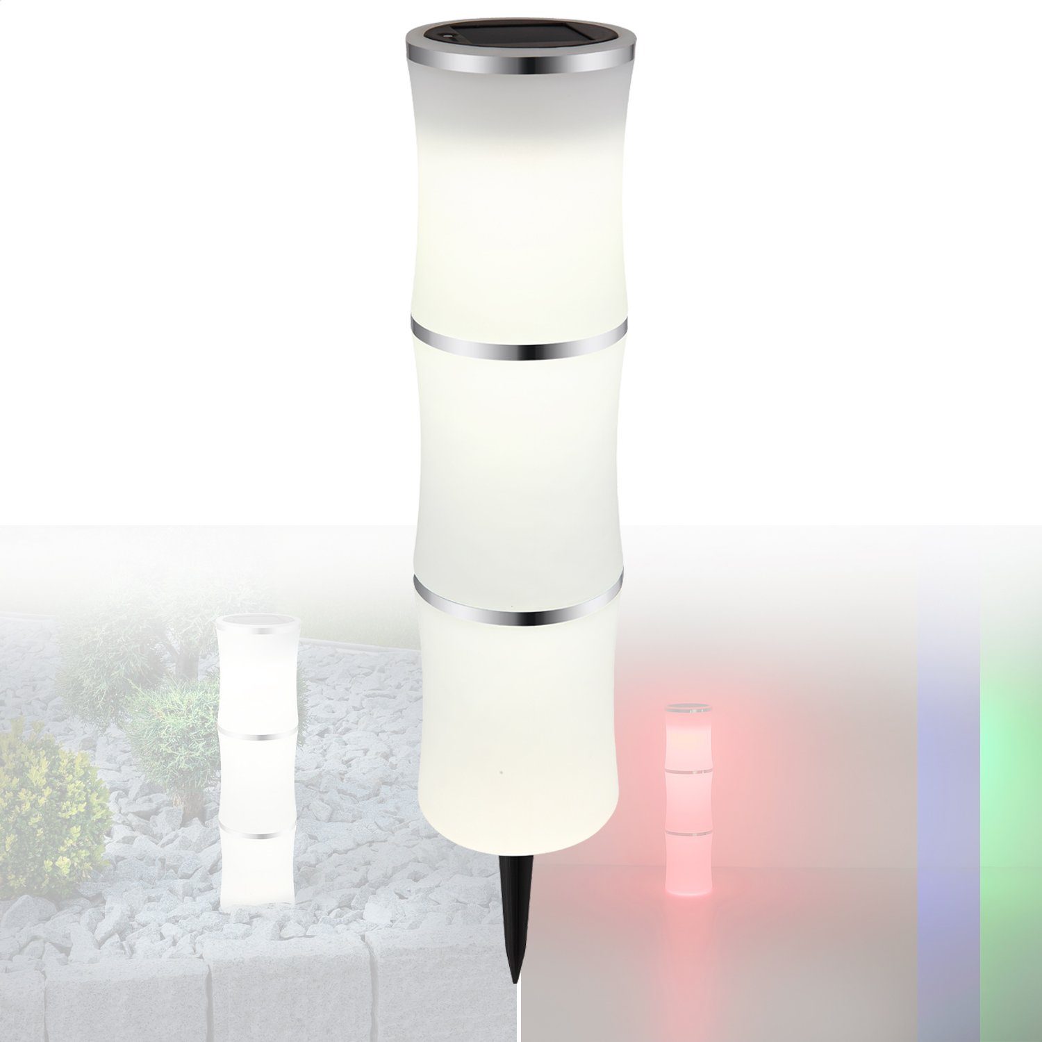 bmf-versand LED RGB Säule Außenleuchte mit Solar Garten Solarlampe Außen Solarleuchte Solarleuchte