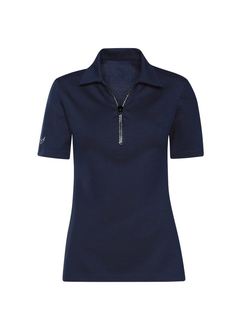 Trigema Poloshirt TRIGEMA Slim Fit Poloshirt mit Kristallsteinen (1-tlg)