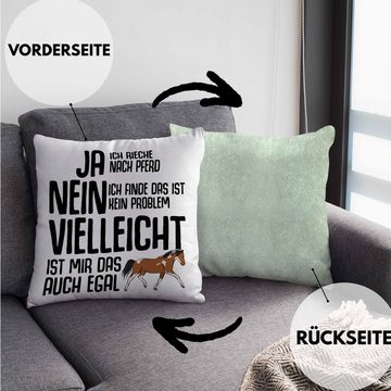 Trendation Dekokissen Trendation - Lustige Reiter Sprüche Geschenk Kissen Reiterin Pferde Mädchen Geschenkidee Pferde Grafik Ja Ich Rieche Nach Pferd Dekokissen mit Füllung 40x40