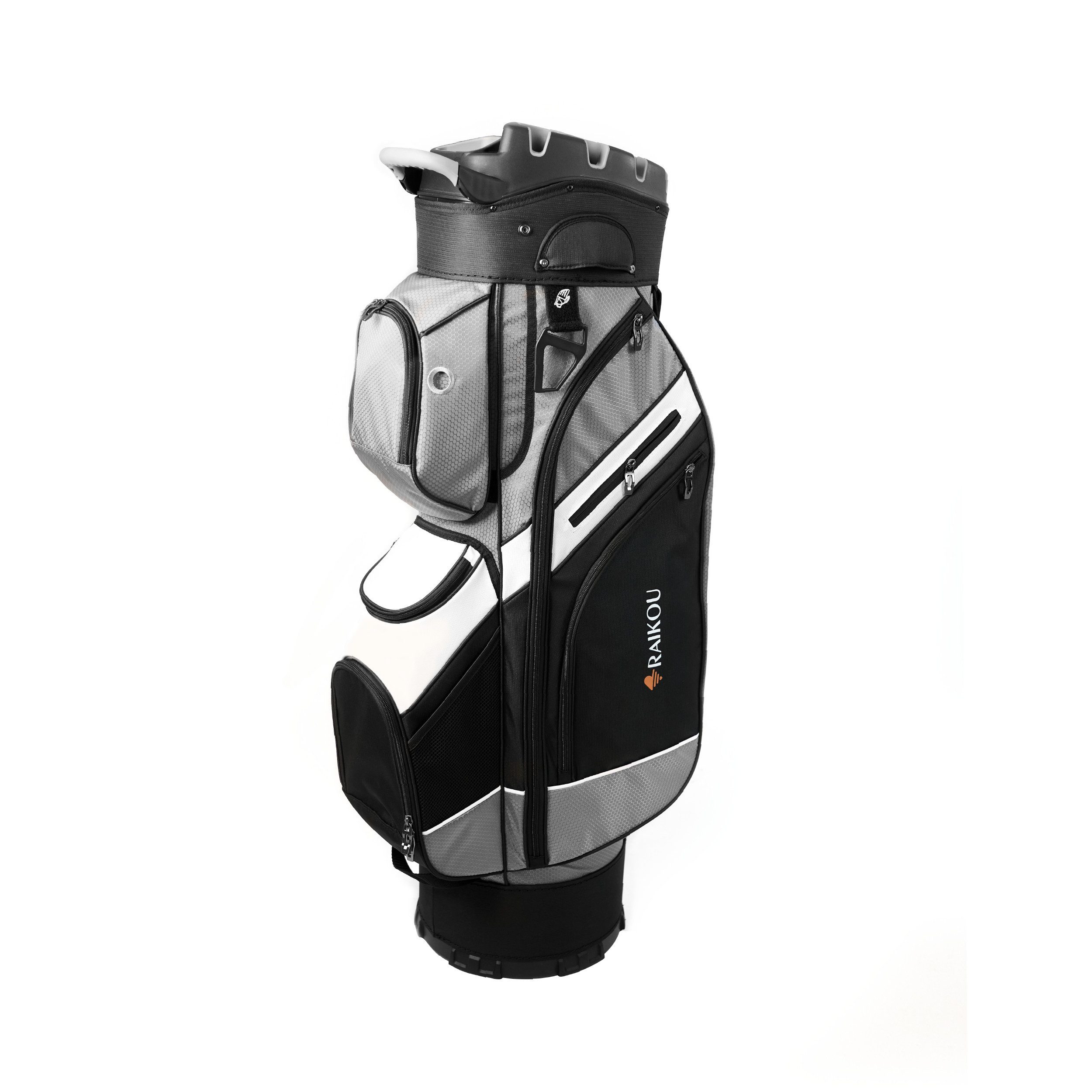 RAIKOU Golfballtasche Golf Cartbag mit 14-fach Organizer, wasserabweisende 9 Сумки, Schuhfach, leicht & stabil, Grau/Schwarz/Weiß