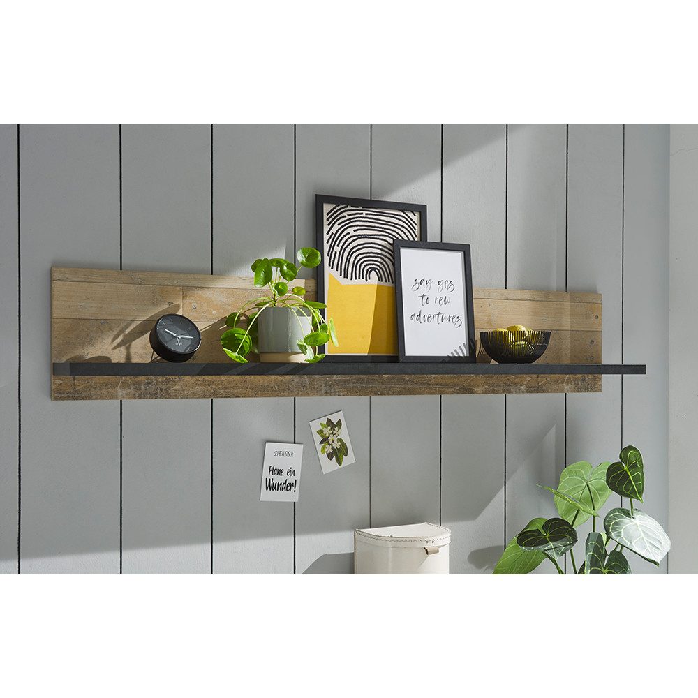 Lomadox Wandregal SHELTON-61, wandhängend 160cm Küchenregal in Old Style hell Küche Küchenmöbel