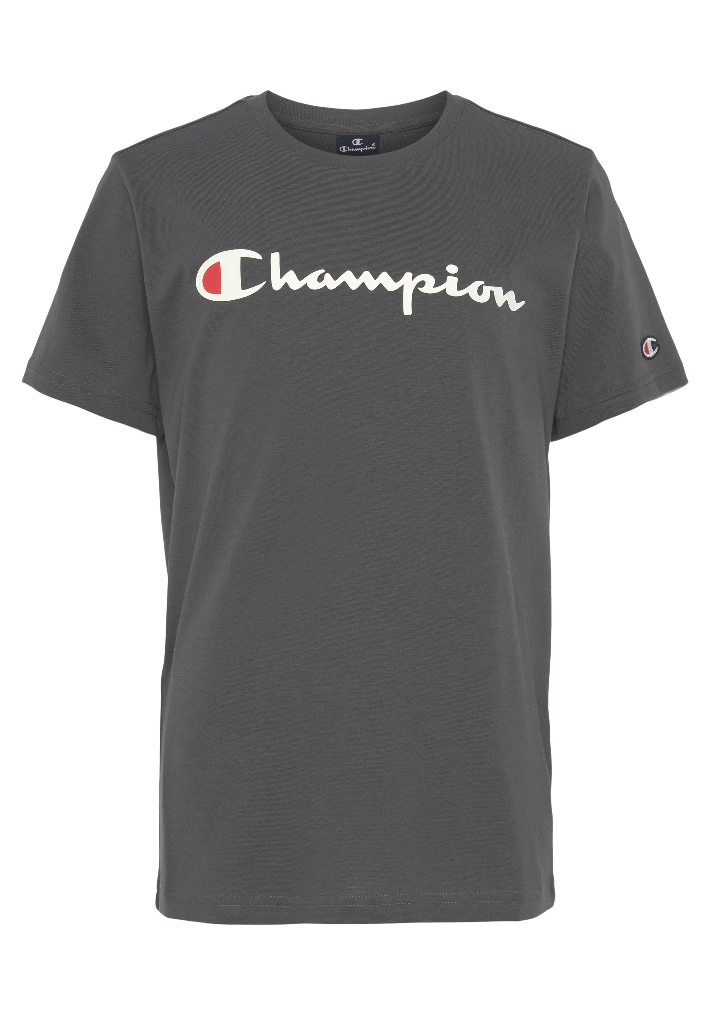 Champion T-Shirt Classic Crewneck T-Shirt large Logo - für Kinder grau | Sport-T-Shirts