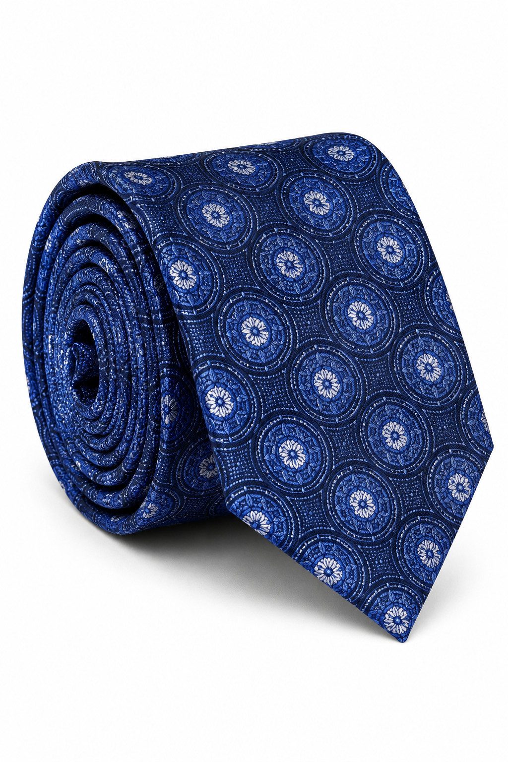 MONTI Krawatte - gemusterte Seidenkrawatte für Herren blaue Seidenkrawatte mit Paisleymuster und 6,5 cm Breite
