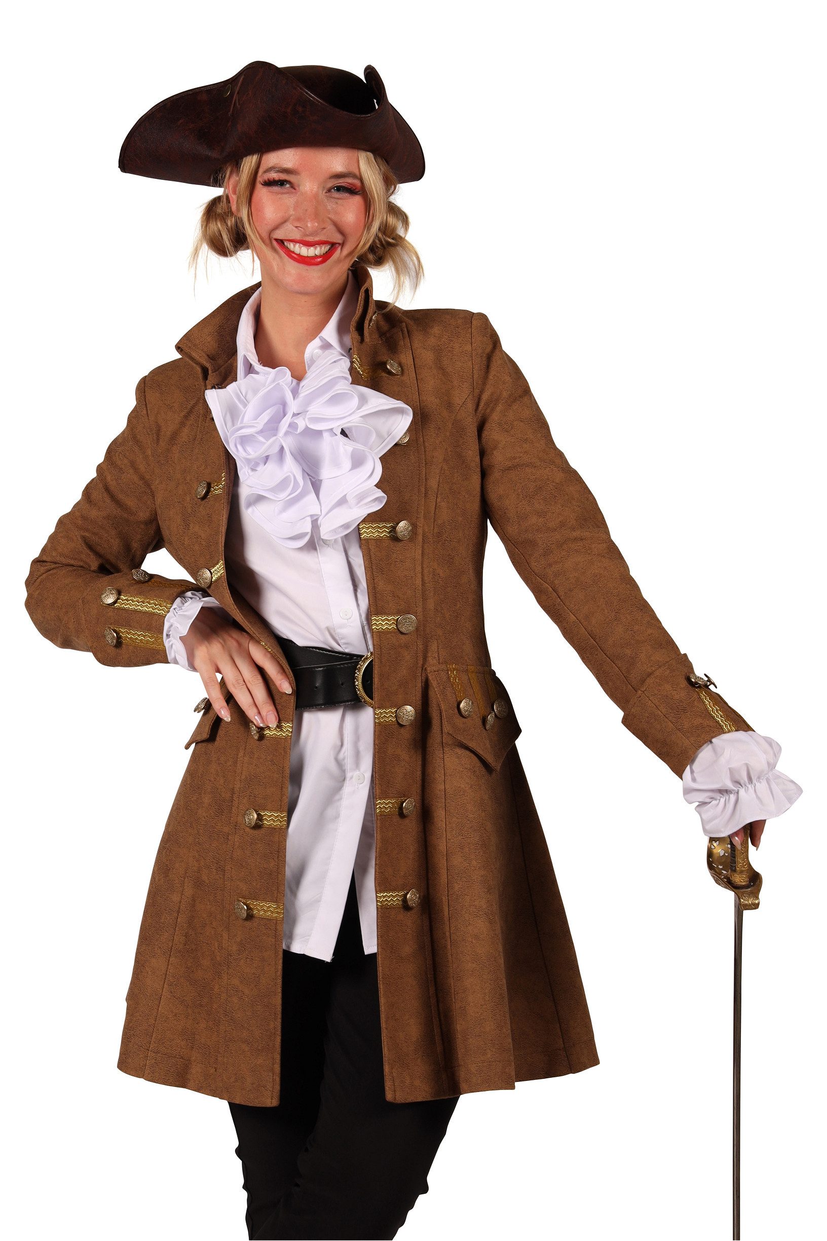 Piraten-Kostüm Piratin Mantel 'Anne Bonny' für Damen, Braun