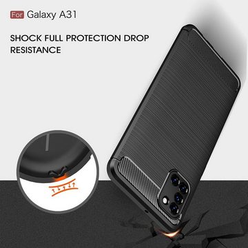 König Design Handyhülle, Samsung Galaxy A31 Handyhülle Carbon Optik Backcover Grau