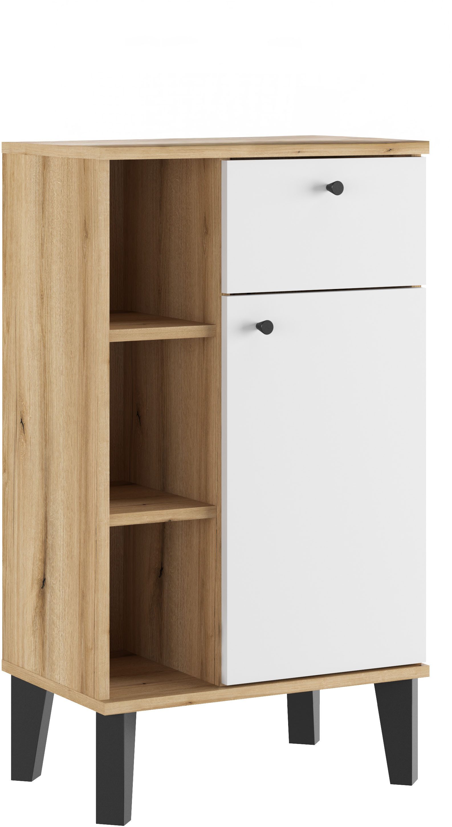 Home affaire Midischrank Oslo, Badschrank mit Knopfgriff, Schrank im skandinavischen Design in der Türfarbe Weiß oder Grau verfügbar, ausreichend Stauraum