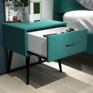 Ulife Nachttisch Nachtkommode mit einer Schublade, moderner Wohnstil, 45x35.5x47cm