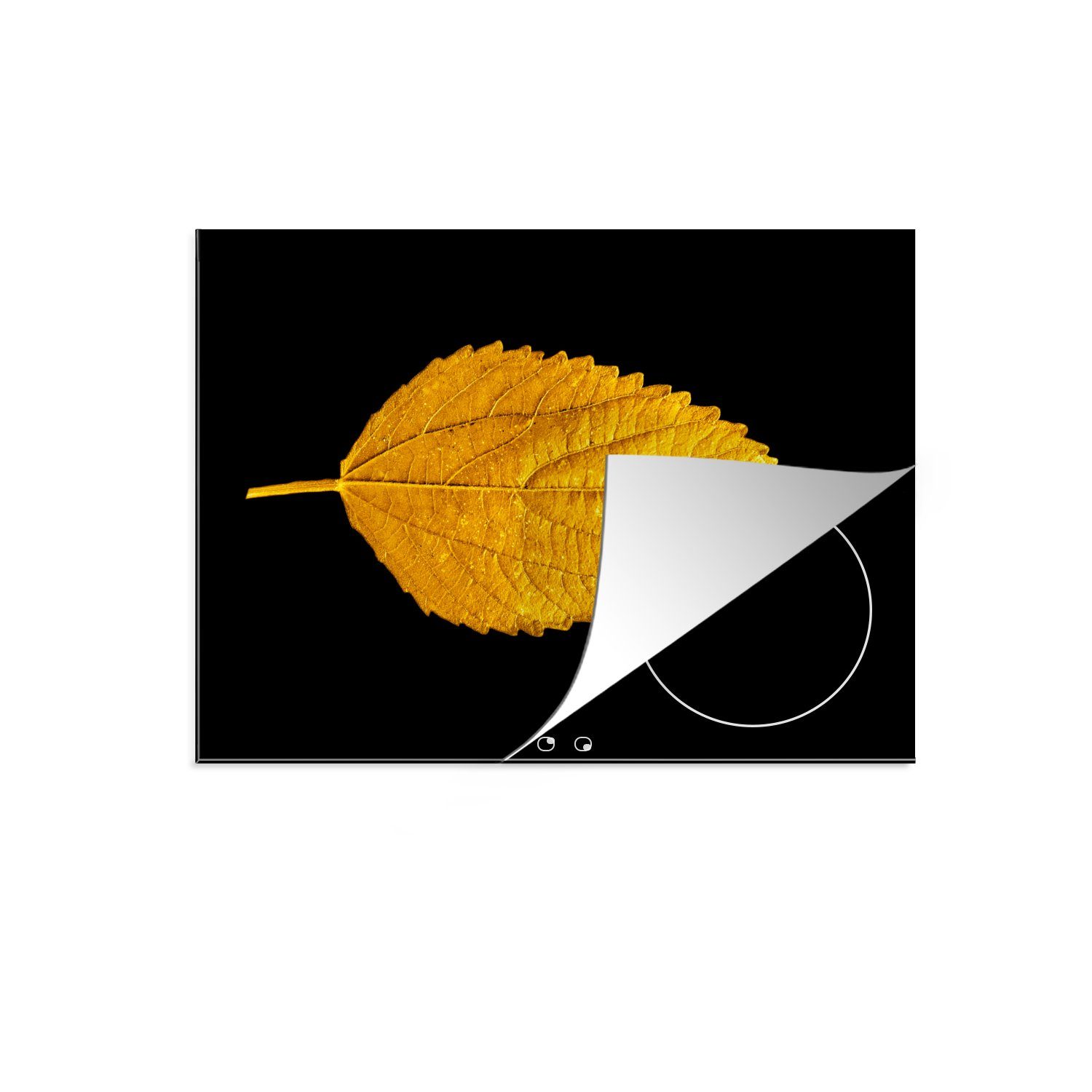Blätter cm, Gold tlg), nutzbar, - Arbeitsfläche (1 Herdblende-/Abdeckplatte MuchoWow Natur, Ceranfeldabdeckung - 60x52 Luxus - Mobile Vinyl, - Botanisch