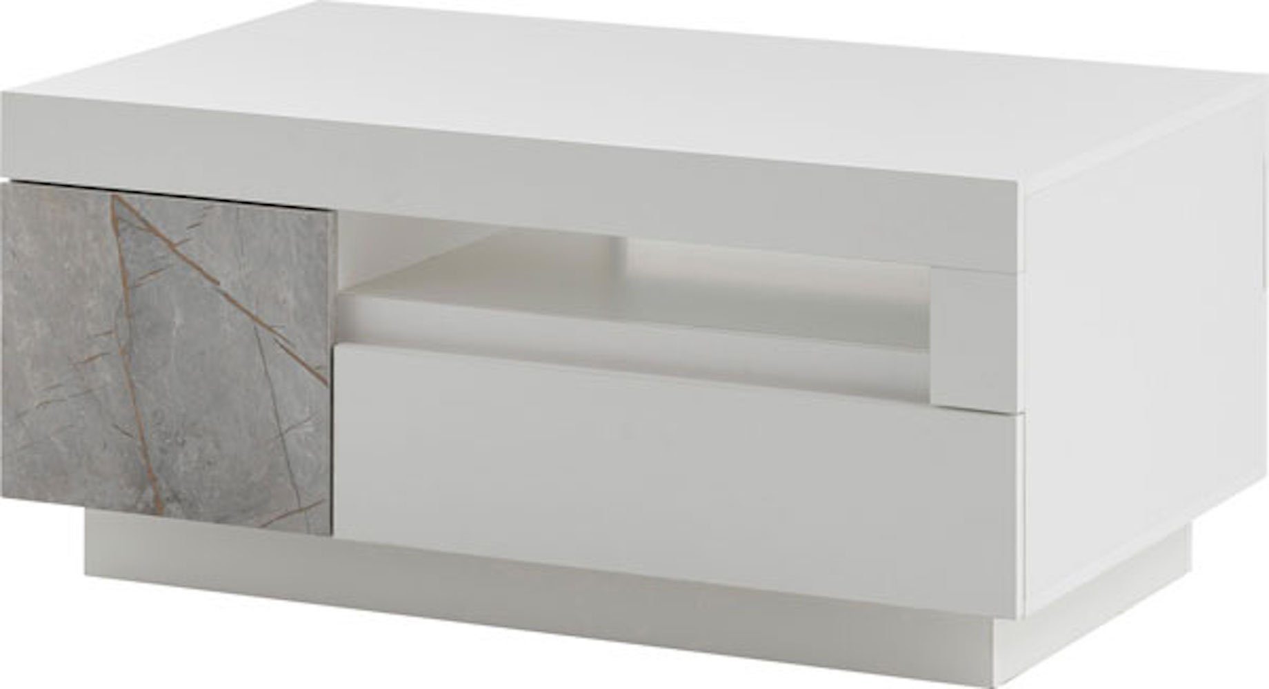 100x60cm weiß Furn.Design Optik Stone Feldmann-Wohnen Couchtisch Marble, Marmor