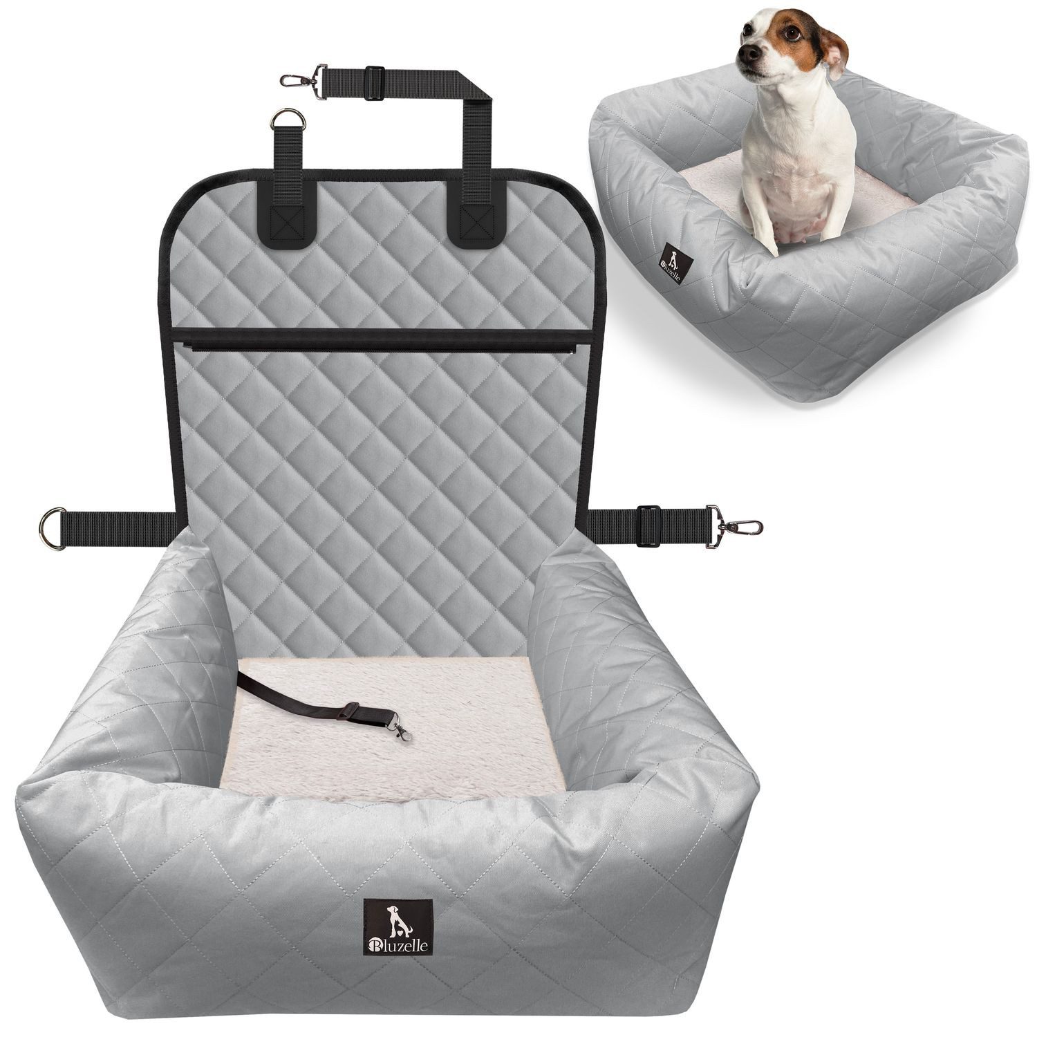 Bluzelle Tierbett Premium Hunde Autositz, 2-in-1 Hundebett, Haustier Auto Transport-Sitz, Wasserfester Oxford Stoff, Reise Hundesitz für Kleine & Mittlere Hunde / Waschbar Rutschfest