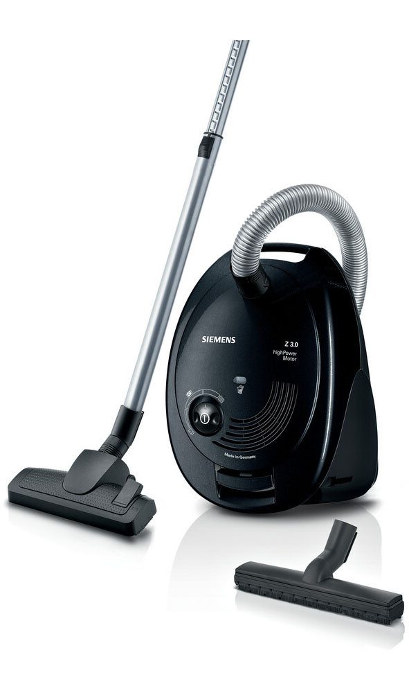 SIEMENS Bodenstaubsauger Z 3.0 VSZ3B212, Made in Germany, Hygiene-Filter, kompakt, 700 W, mit Beutel, hohe Saugkraft, spezielle Hartbodendüse, integriertes Zubehör, schwarz