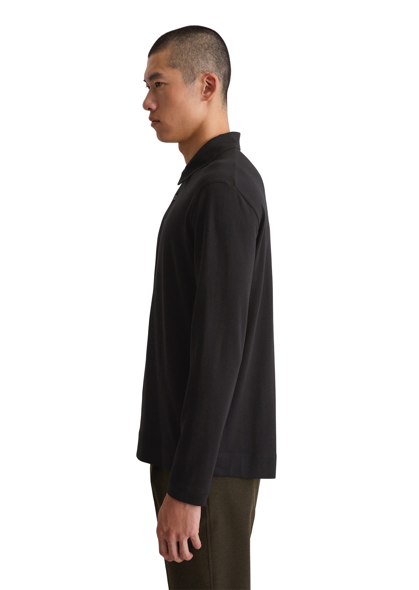 Marc O'Polo Langarm-Poloshirt aus weichem Wool Blend Jersey günstig online kaufen