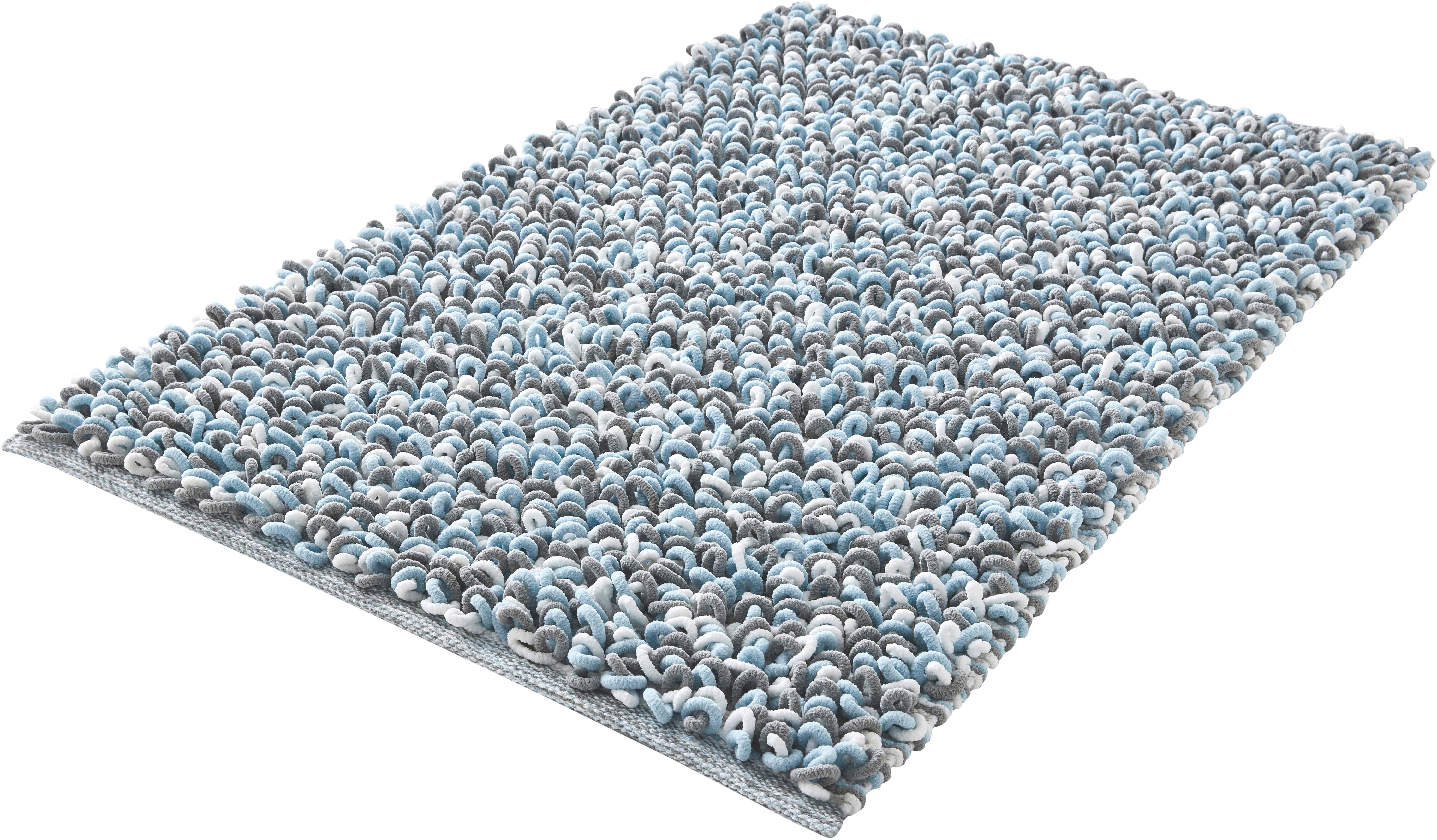 Kleine Wolke Badematte Sling, Badvorleger, Badezimmer Teppich, Höhe 20 mm, rutschhemmend beschichtet, fußbodenheizungsgeeignet, Baumwolle, Polyester, rechteckig, Badteppich, handgefertigt, 2 farbige Schlingenoptik