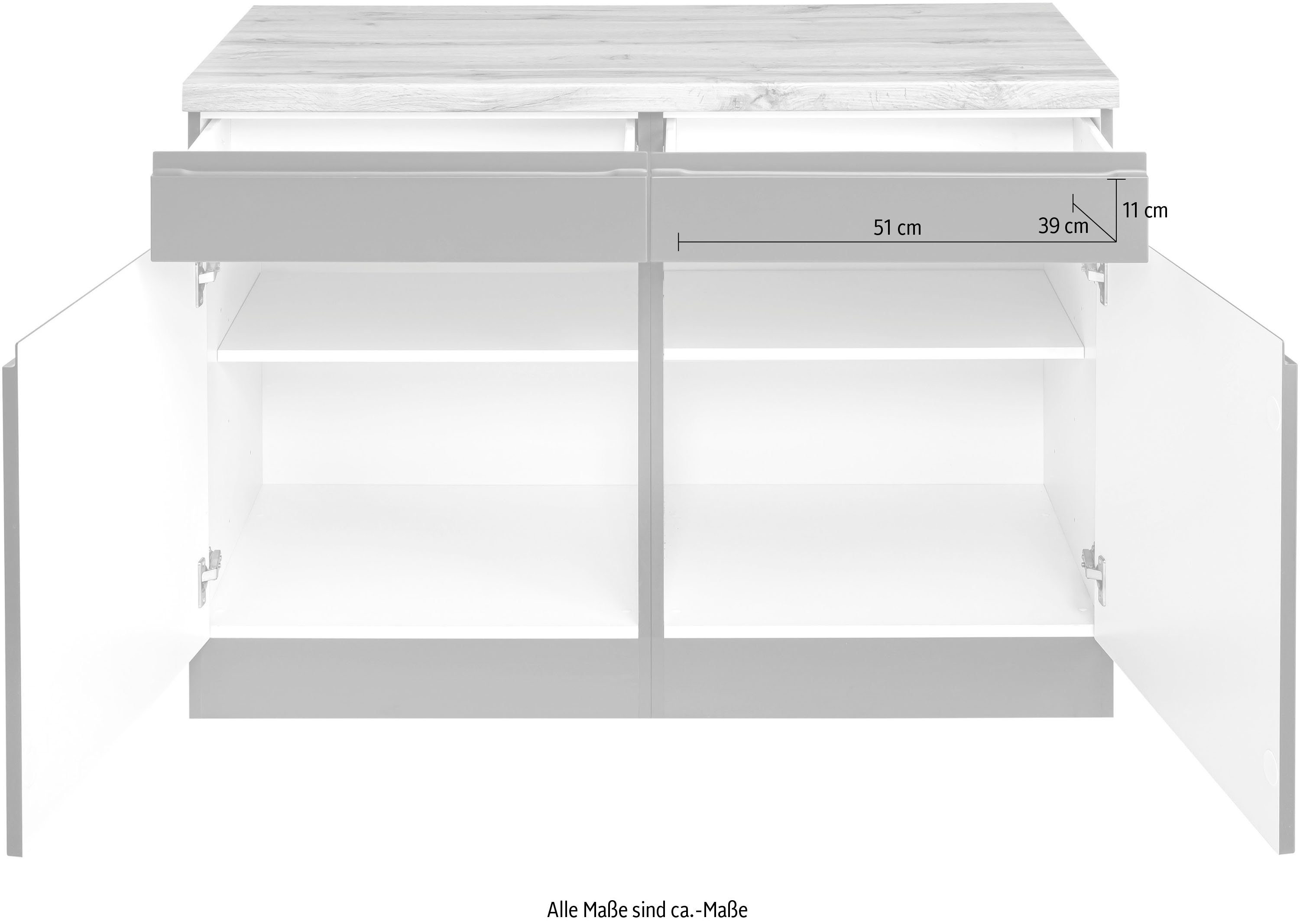 Unterschrank >>Bruneck<< viel HELD cm breit, Stauraum, 120 hochwertige MDF-Fronten Bruneck für graphit graphit/wotaneiche MÖBEL |