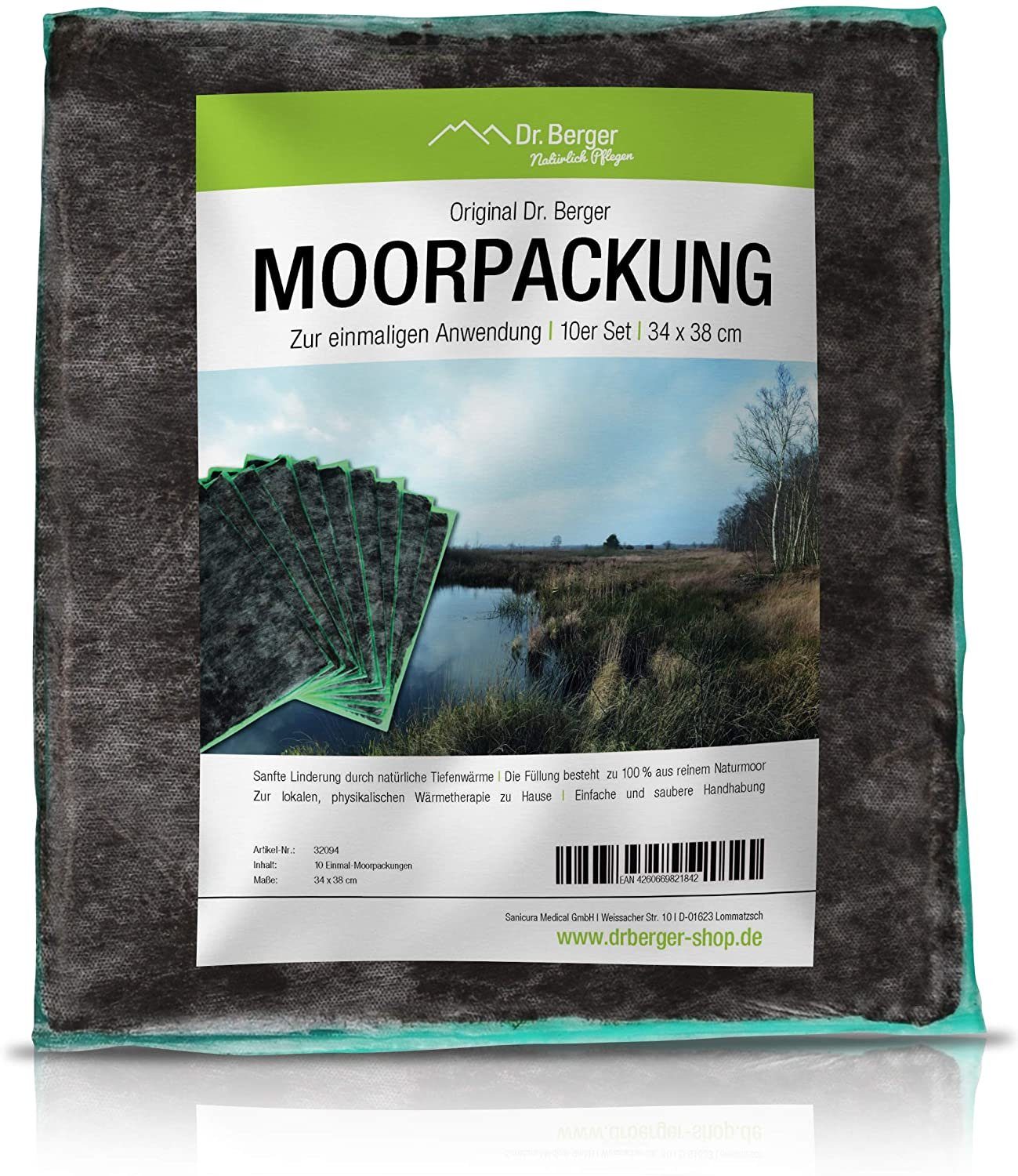 Dr. Berger Moor-Kissen Original Dr. Berger Starterset 10er Moorpackung + 1 Wärmeträger, (Starter-Set, 1-tlg)