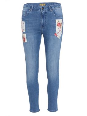 Sarah Kern Skinny-fit-Jeans Röhren-Denim koerpernah mit Patch-Verarbeitung