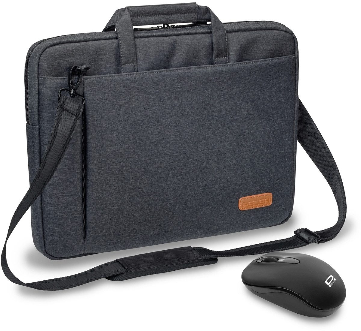 PEDEA Laptoptasche PEDEA Notebooktasche -ELEGANCE- 39,6cm (15,6), grau + Maus