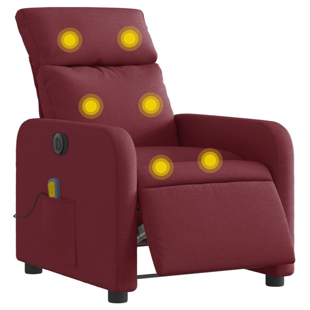 Sessel Massagesessel Elektrisch Weinrot Stoff