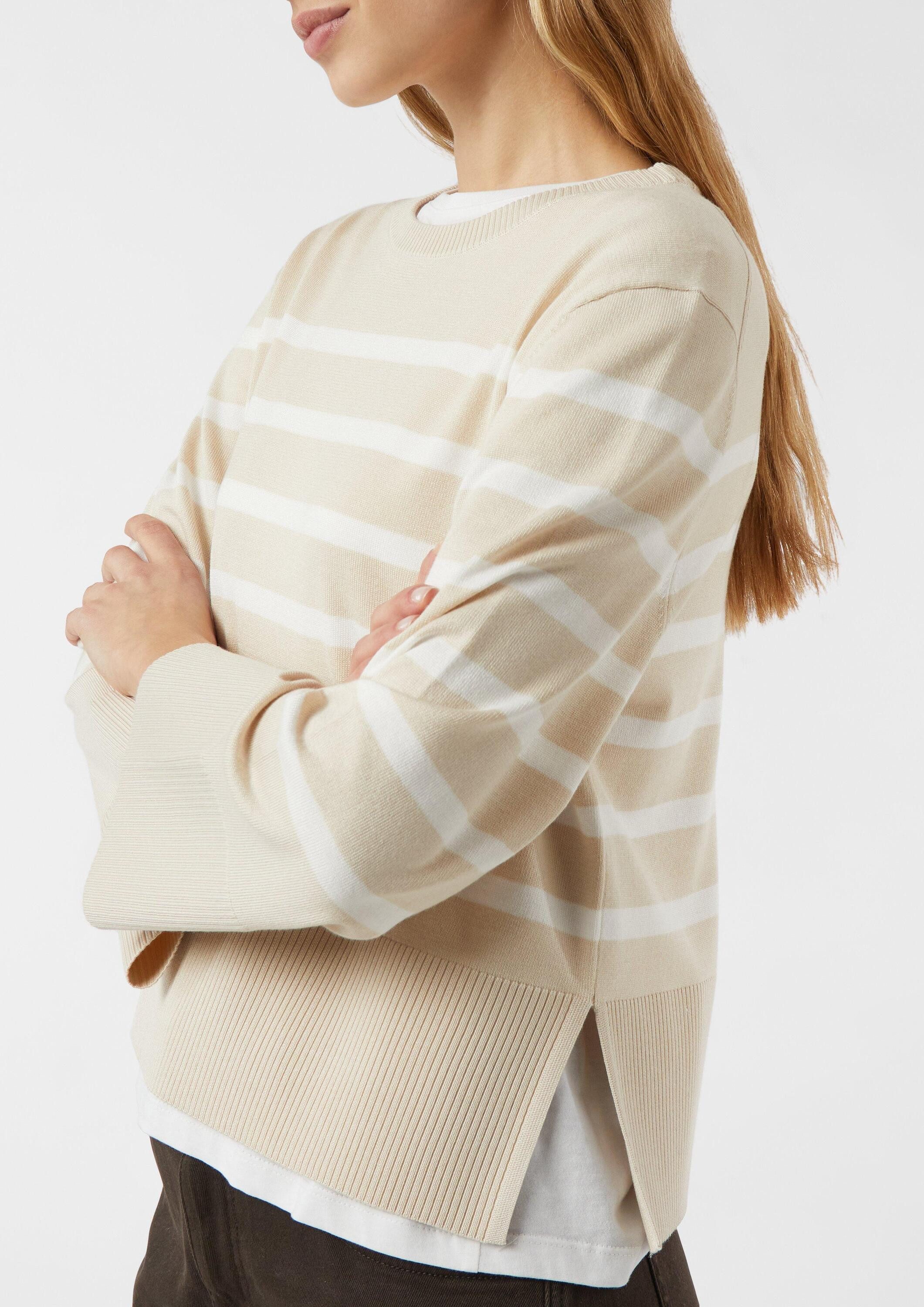 comma Longpullover Strickpullover Streifenpullover mit weiten Ärmeln