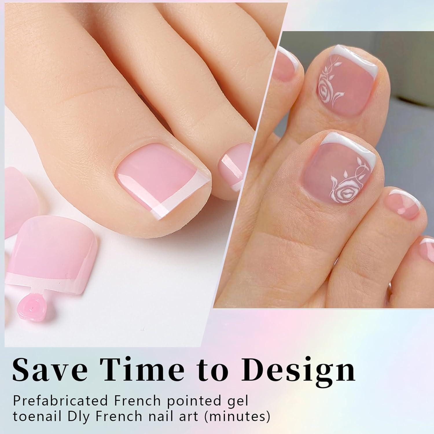 LuxusKollektion Kunstfingernägel Falsche Fußnägel 240 Stück Kit Französisch Rosa French 1 g (1er Pack)