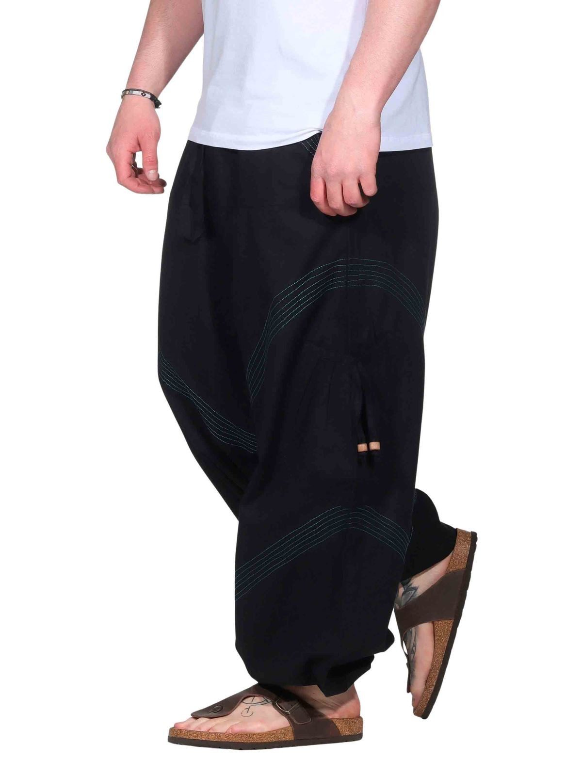 KUNST UND MAGIE Haremshose Haremshose Herren Unisex Baumwolle – Goa Hose mit Taschen Aladinhose