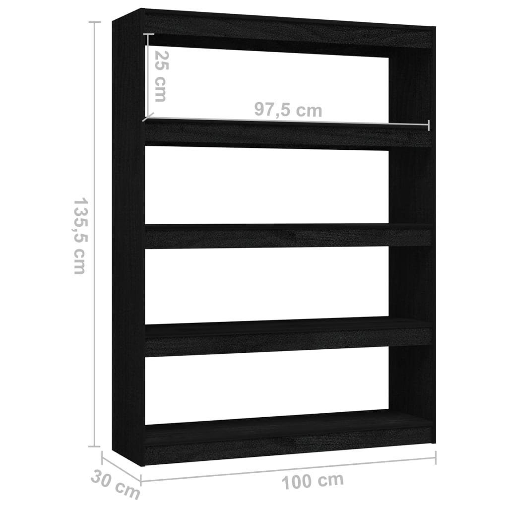 Bücherregal/Raumteiler Bücherregal Massivholz furnicato Schwarz 100x30x135,5cm Kiefer