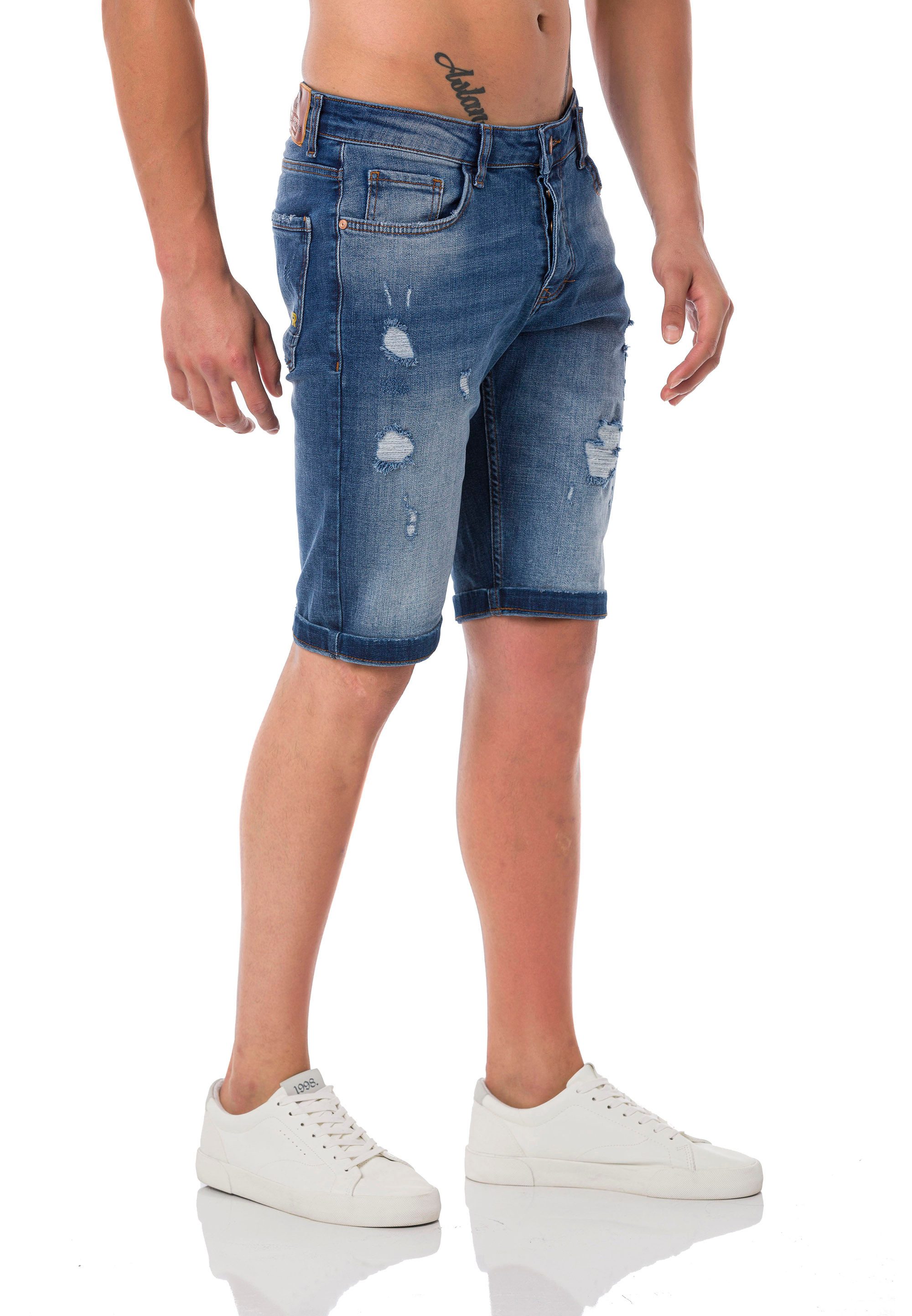 RedBridge Jeansshorts Red Bridge Herren Jeans Shorts Kurze Hose Denim Diverse fetzige Stellen