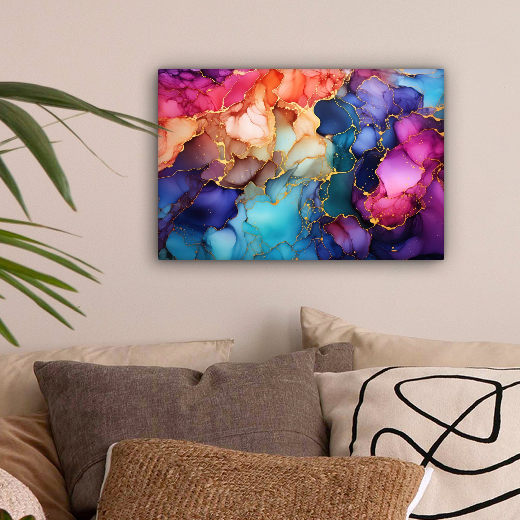 OneMillionCanvasses® Leinwandbild Marmor - Bunt - Abstrakt, Fotodruck (1 St), Leinwand Bilder Klein, Wand Dekoration Aesthetic 30x20 cm