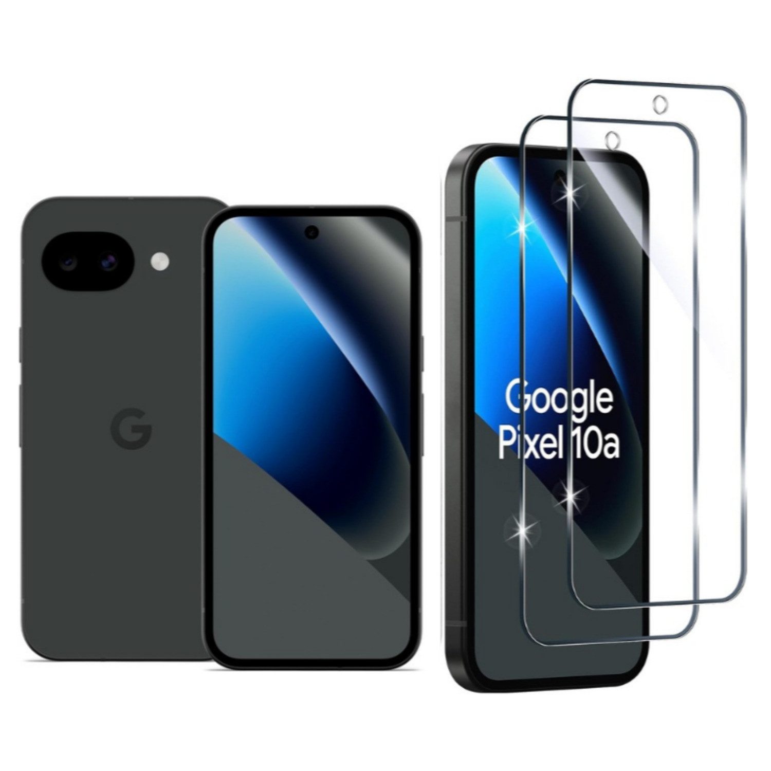 CLM-Tech Displayschutzglas 2X für Google Pixel 10a, Panzerglas Folie - Blasenfreie Anbringung und kratzfest -, 2 Stück, Anti-Fingerabdruck
