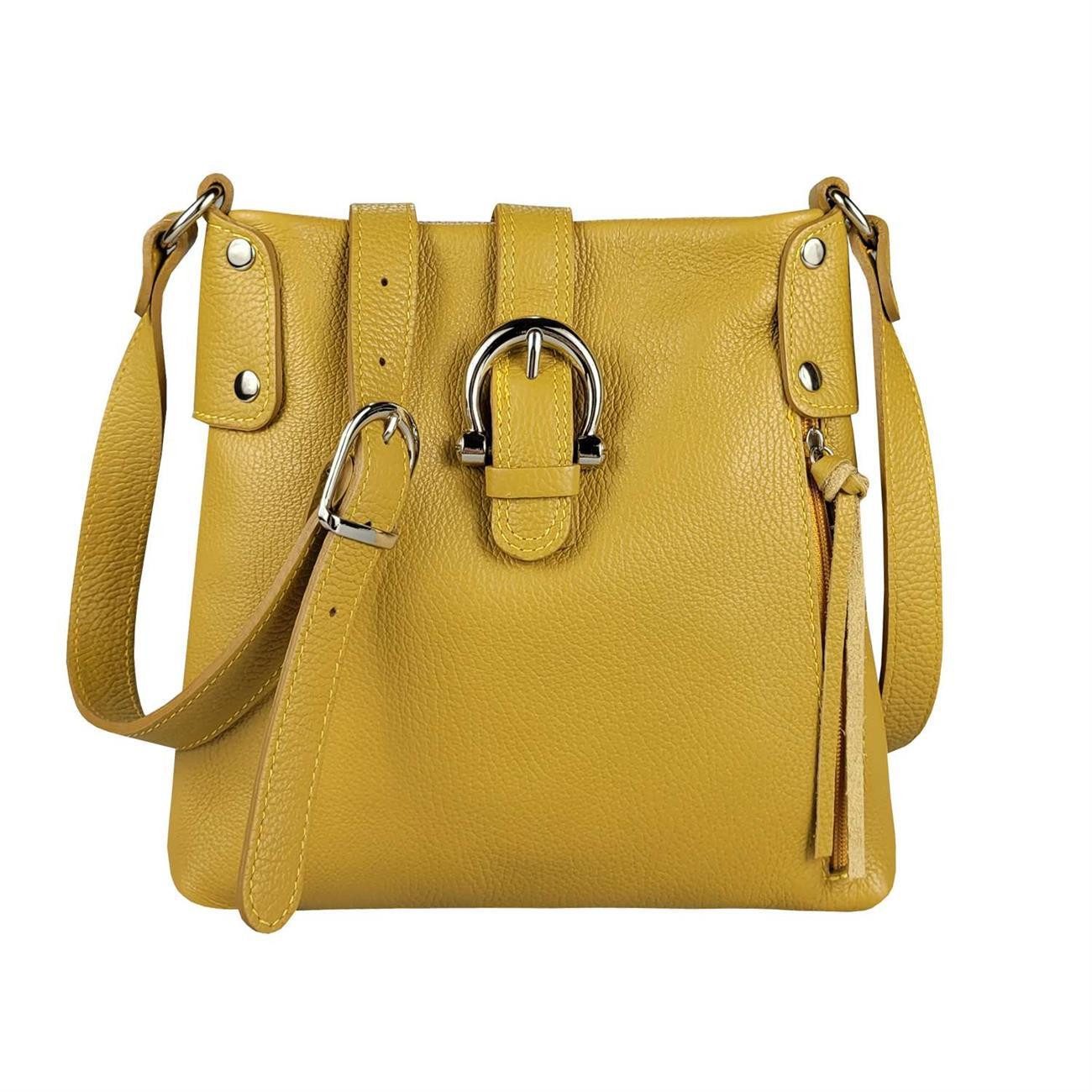 ITALYSHOP24 Schultertasche Made in Italy Damen Leder Tasche CrossOver, als Schultertasche, CrossBody, Umhängetasche tragbar