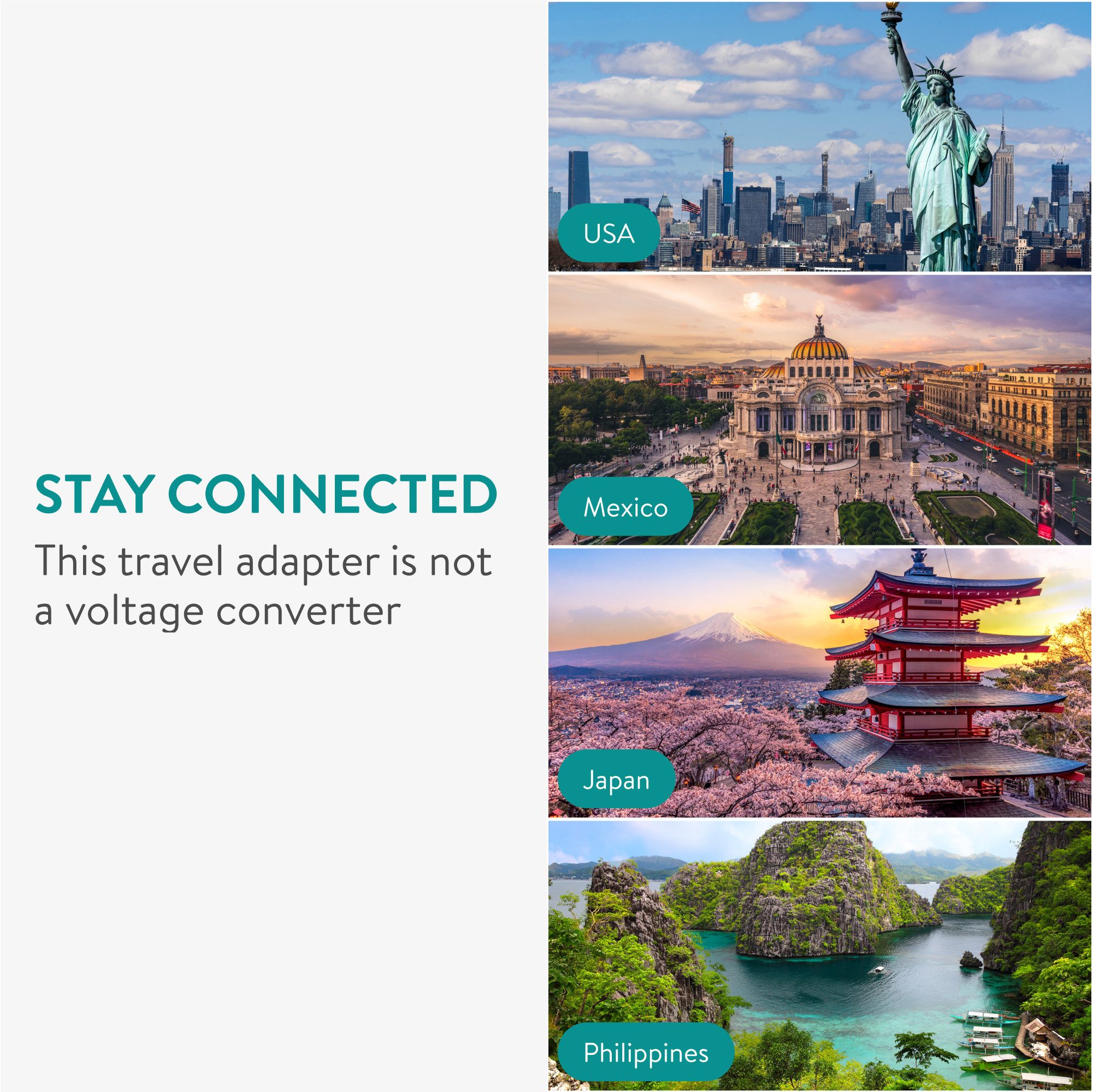 kwmobile 2x Reiseadapter USA Typ-B - Schuko Reise Adapter zu Typ B Steckdose Adapter, 7.00 cm