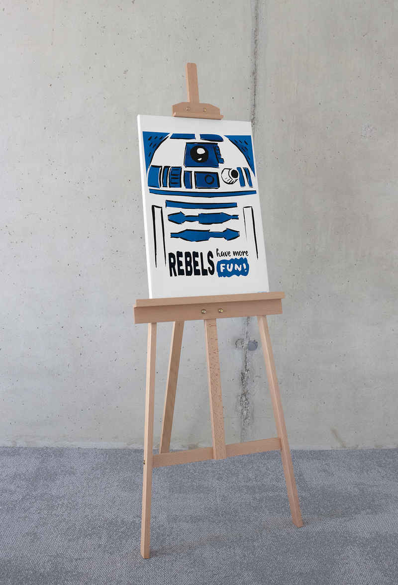 Komar Leinwandbild Keilrahmenbild - Star Wars R2D2 More Fun - Größe 40 x 60 cm, Disney (1 St)