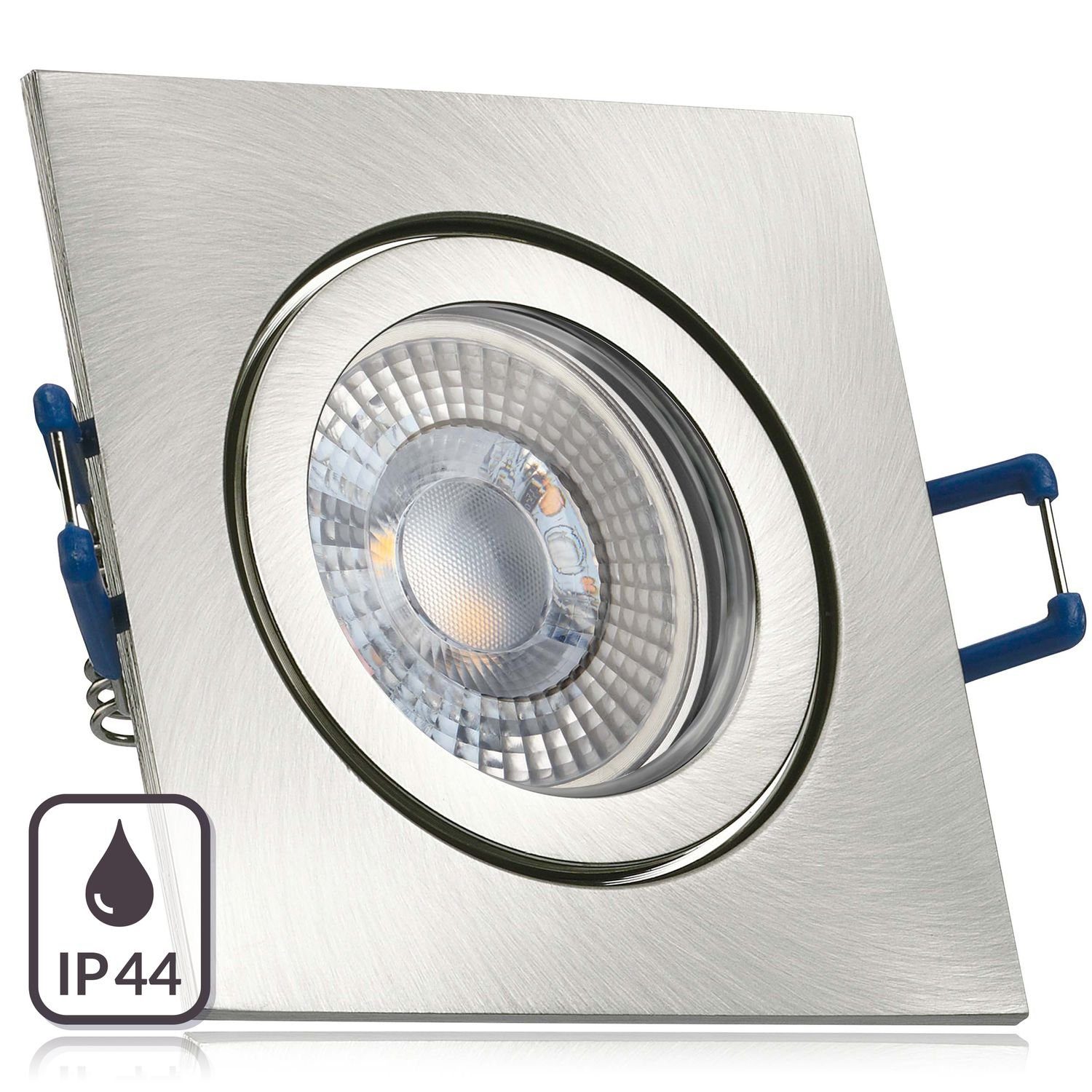 LED gebürstet mit silber Einbaustrahler LEDANDO extra in Einbaustrahler Set LED 3W flach RGB IP44