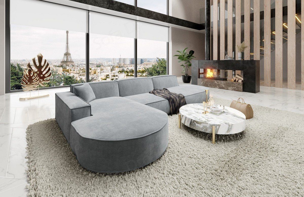 Sofa Dreams Ecksofa Design Stoffsofa Samtstoff Ecksofa Alegranza L Lounge Stoff Sofa, Loungesofa
