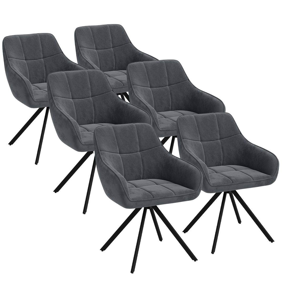 skølm Esszimmerstuhl Sköll Drehstuhl mit Samt-Bezug (6er Set, dunkelgrau, bis 150 kg), Küchenstuhl, höhenverstellbar & drehbar, verfügbar als 2er/4er Set