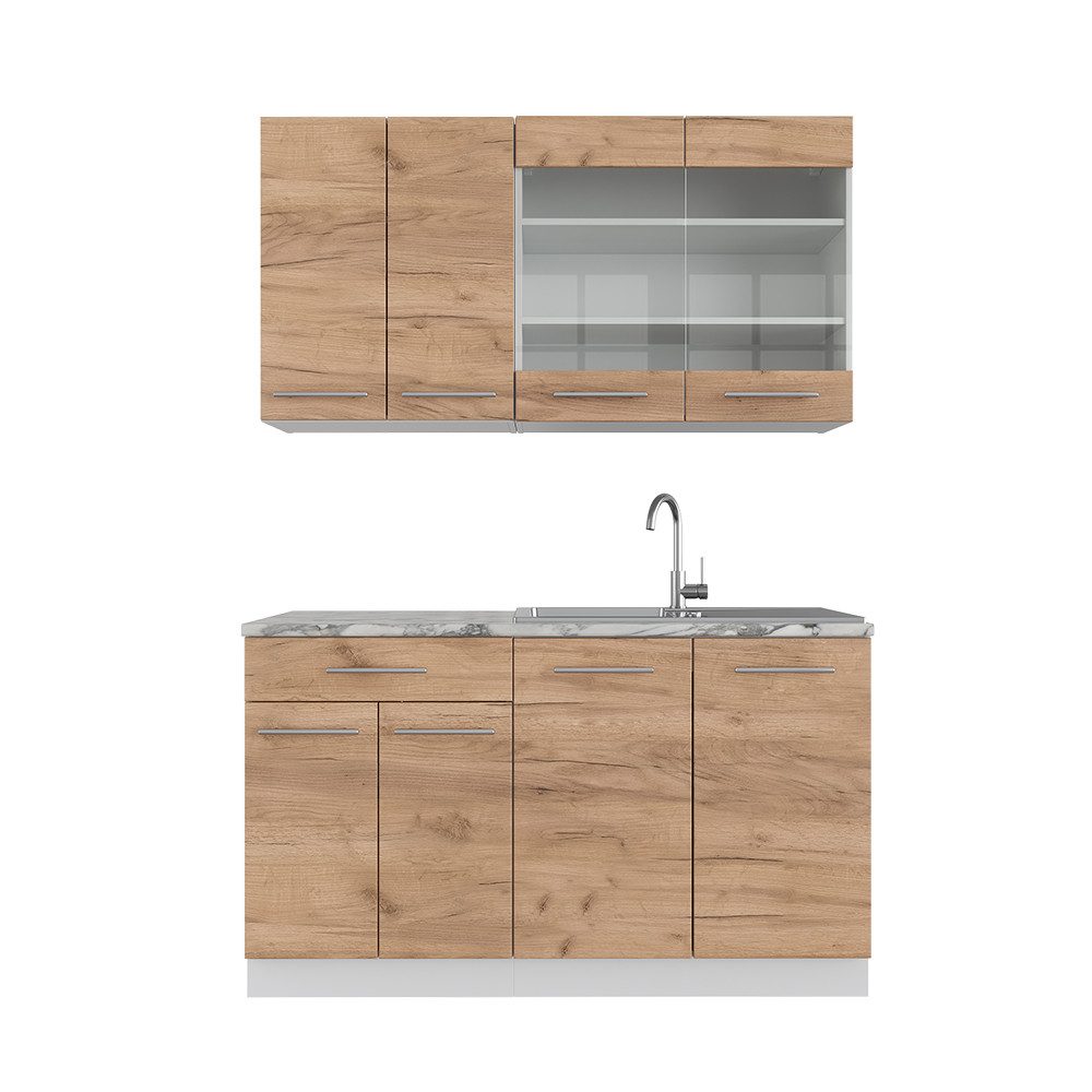 Vicco Küchenzeile Fame-Line, Anthrazit Landhaus/Goldkraft Eiche, günstig online kaufen