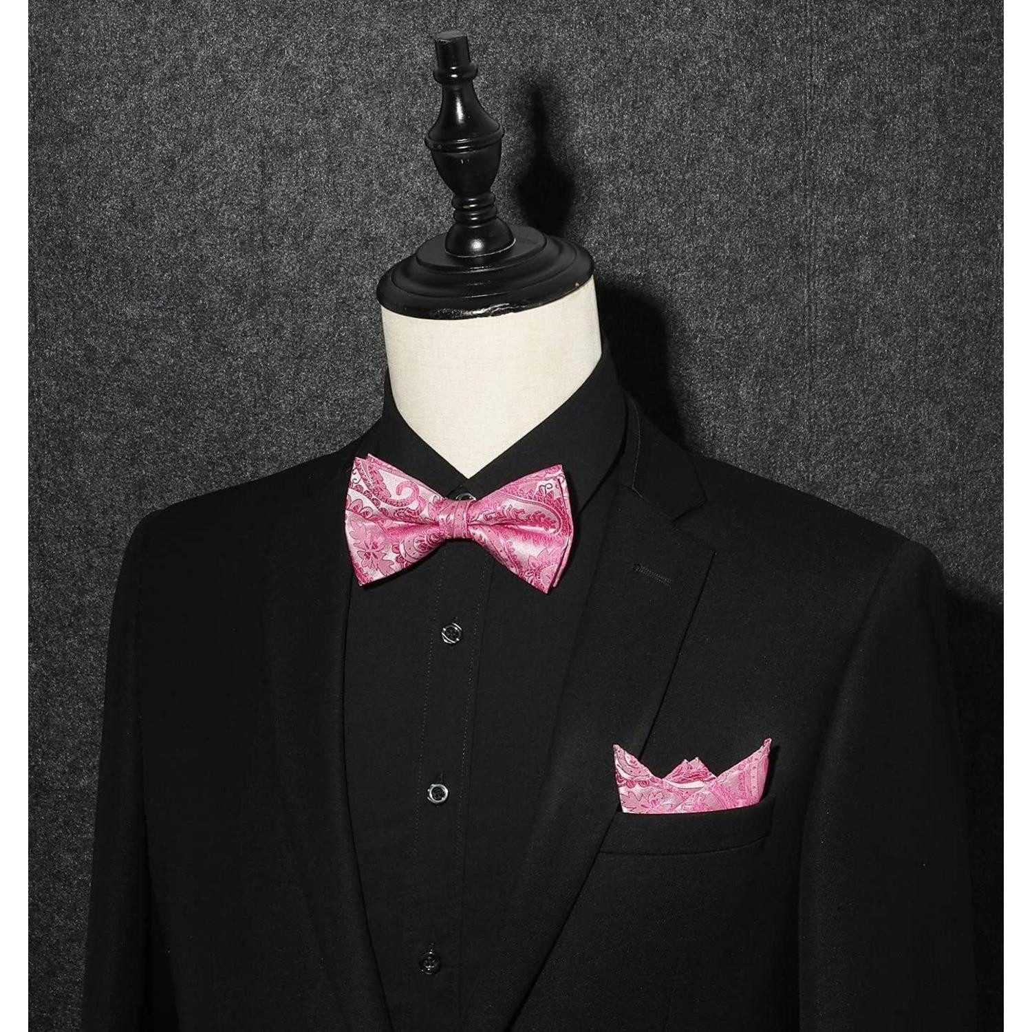 LuxusKollektion Fliege Fliege Einstecktuch Herren Smoking Hochzeit Party E Rosa 1