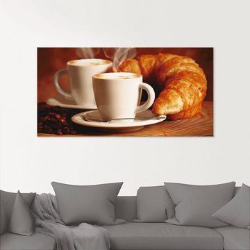 Artland Glasbild Dampfender Cappuccino und Croissant, Getränke (1 St), in verschiedenen Größen
