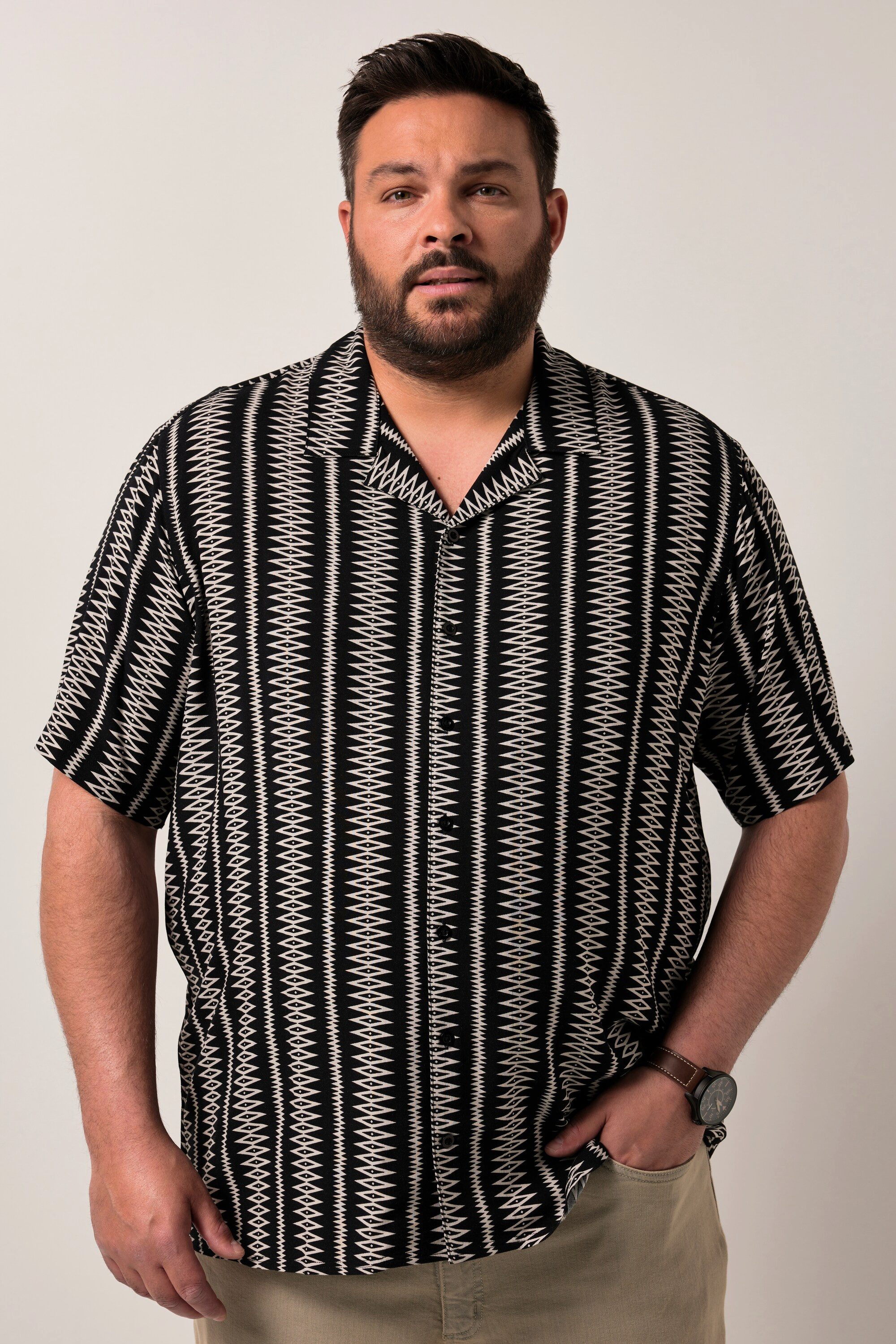 Men Plus Kurzarmhemd Men+ Viskose-Hemd Halbarm günstig online kaufen