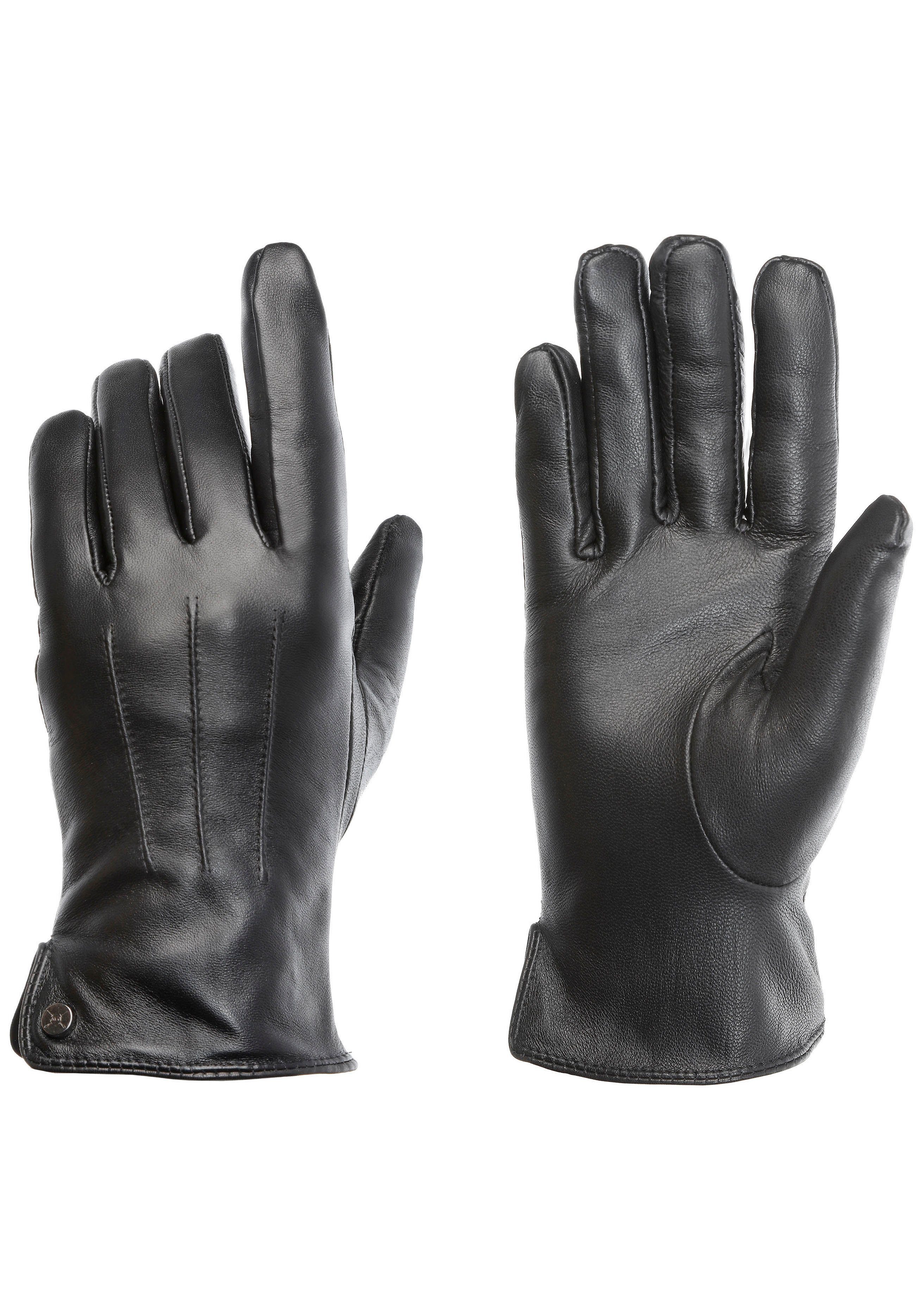 PEARLWOOD Lederhandschuhe Seitenschlitze für komfortables Anziehen black