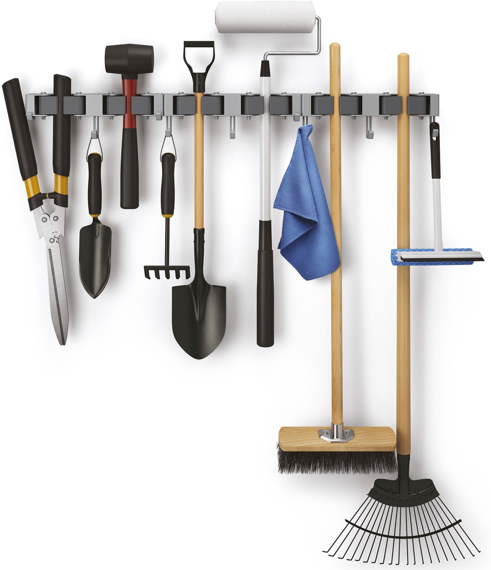 Metaltex Hakenleiste Hang-up, (Set, 3 St), Wandhalterung für Besen und Putzgeräte