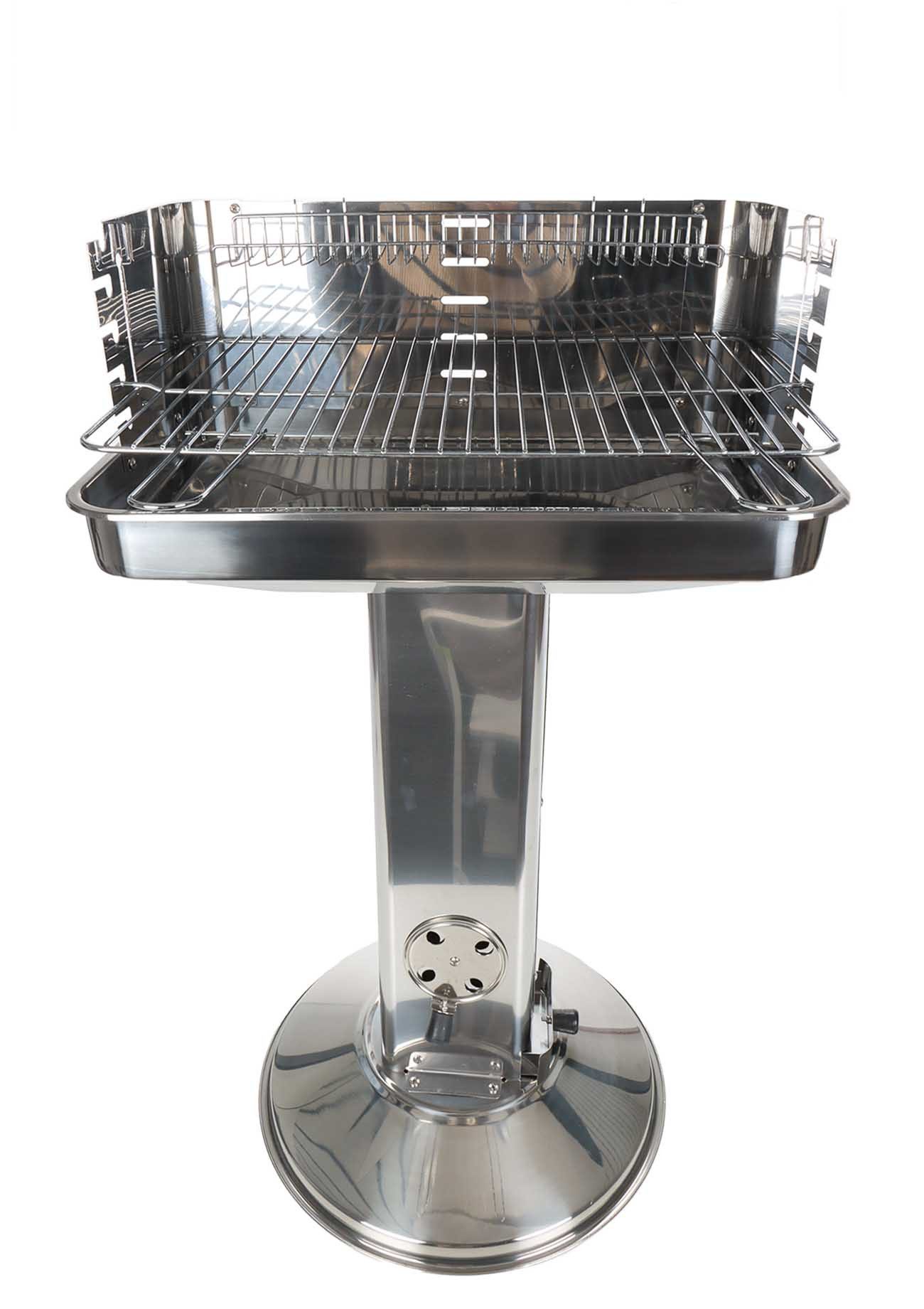 Bubble-Store Holzkohlegrill Edelstahl Standgrill, Grill, mit Warmhalterost, 5-fach höhenverstellbarem Grillrost, Windschutz und Ascheschublade