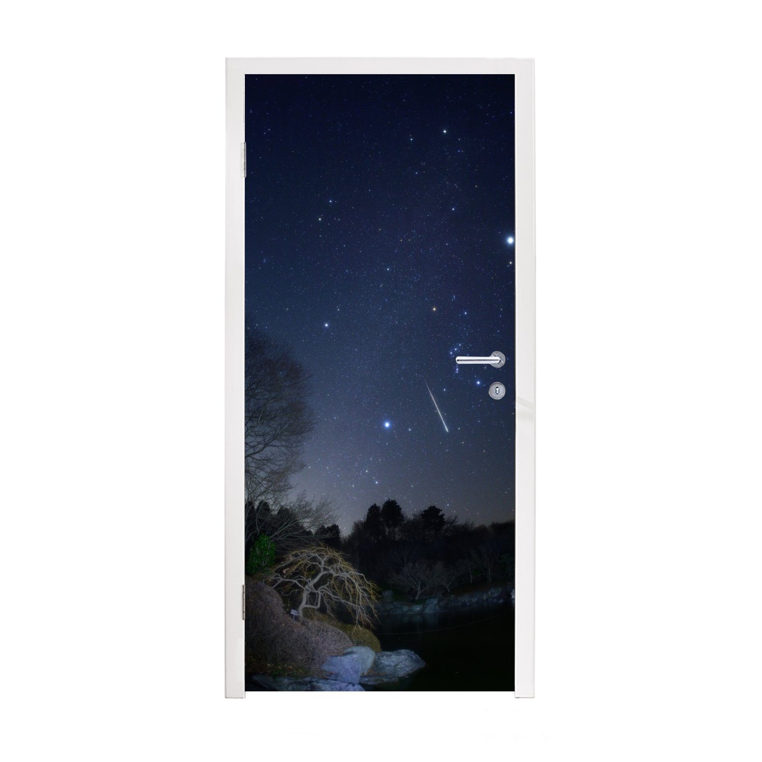 MuchoWow Türtapete Eine Sternschnuppe über Japan, Matt, bedruckt, (1 St), Fototapete für Tür, Türaufkleber, 75x205 cm