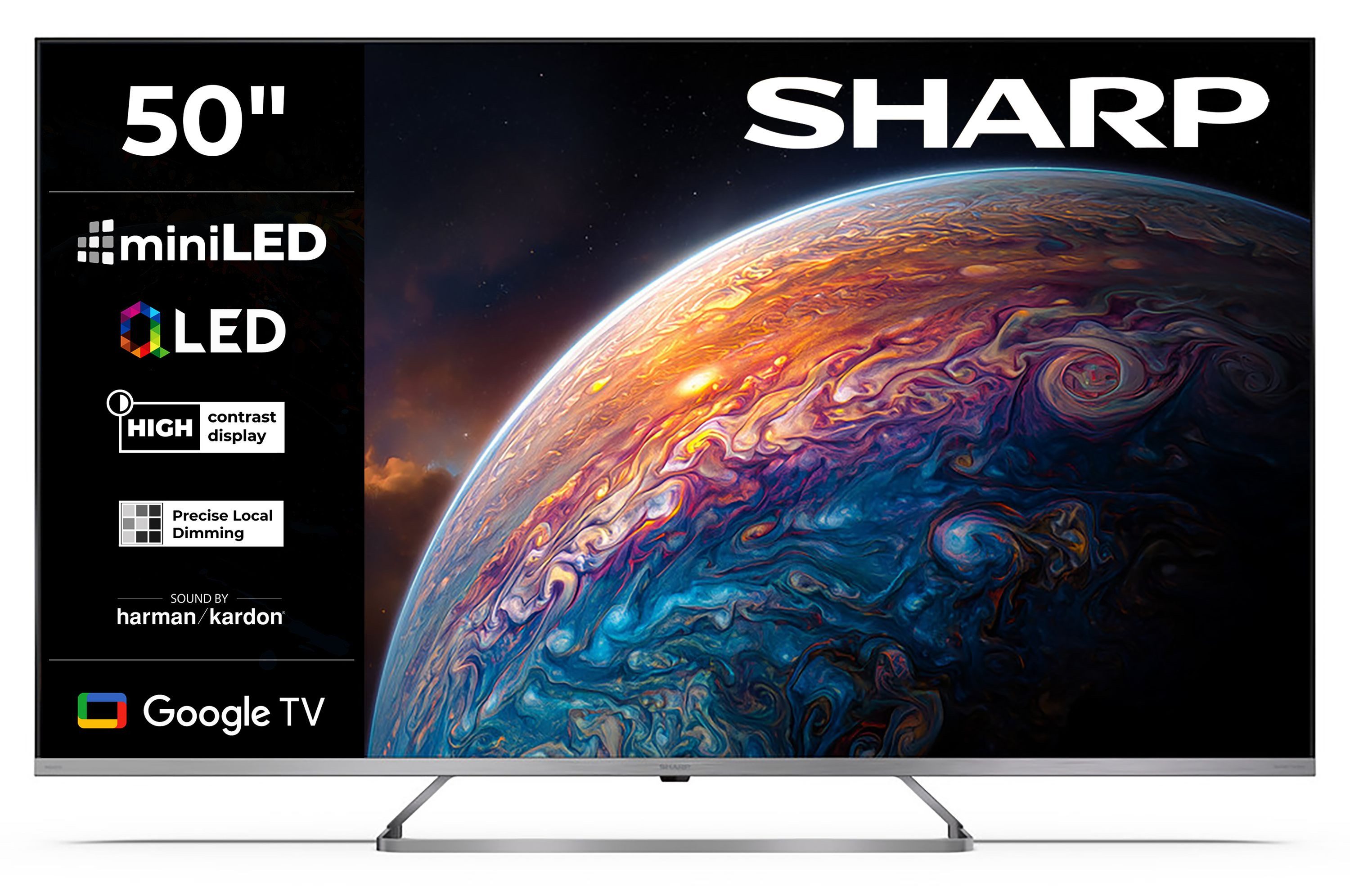 Sharp 50JP7765E QLED-Fernseher (126 cm/50 Zoll, 4K Ultra HD, Google TV, Google TV, Mini-LED, HDR Dolby Vision, Harman Kardon Sound)