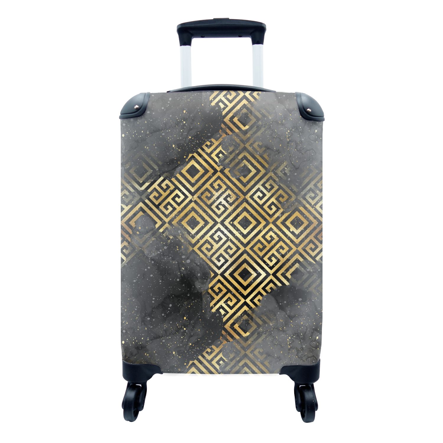 MuchoWow Handgepäckkoffer Gold - Marmor - Muster, 4 Rollen, Reisetasche mit rollen, Handgepäck für Ferien, Trolley, Reisekoffer