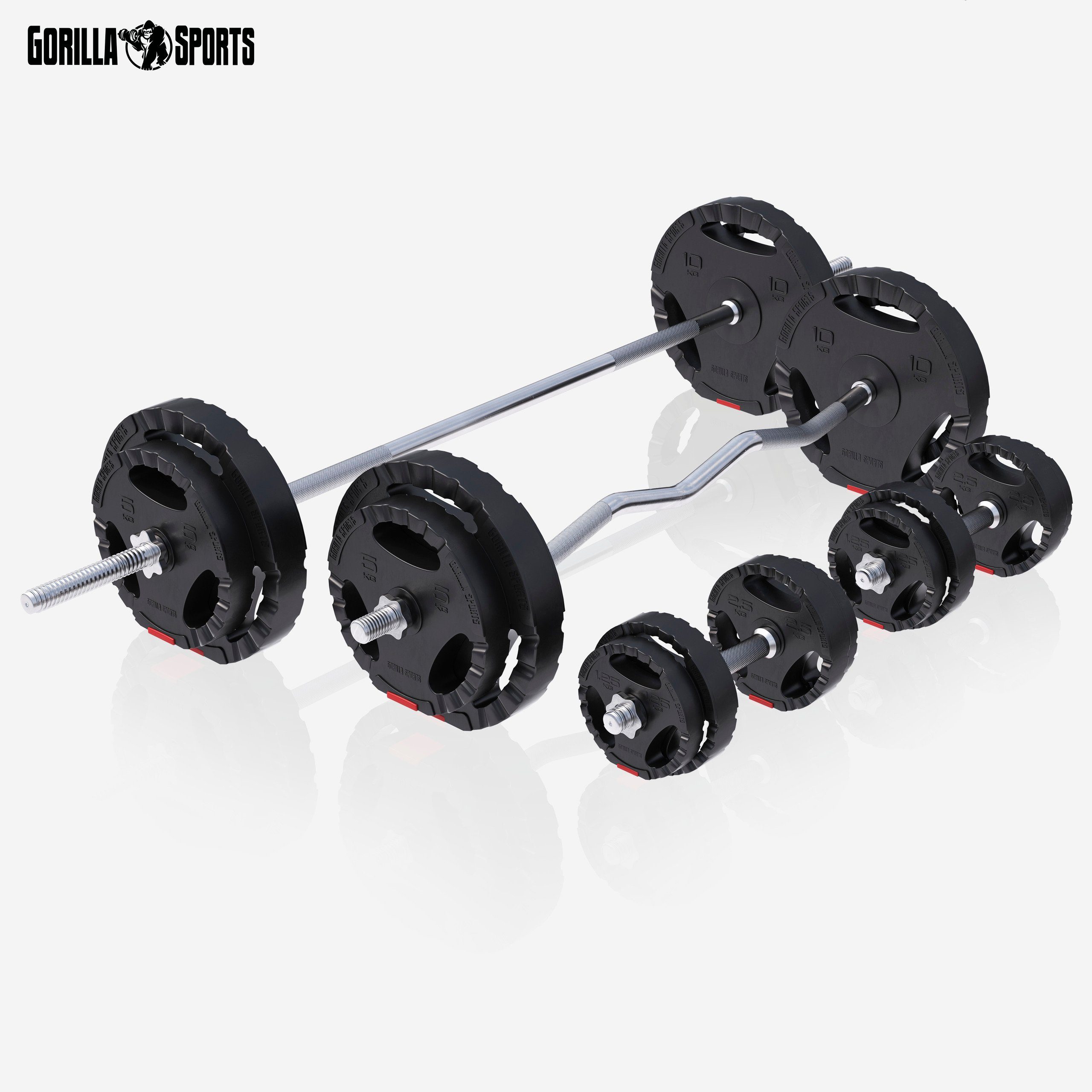 GORILLA SPORTS Hantelbank 100kg Gewichten, Verstellbar - Kraftstation, Hantelset, Trainingsbank, (1-tlg)