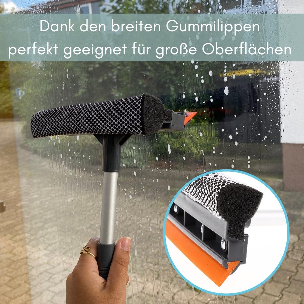 GarPet Duschabzieher 2in1 Fensterabzieher Profi und Einwascher Scheibenreiniger mit Schwamm – Bild 3 von 5