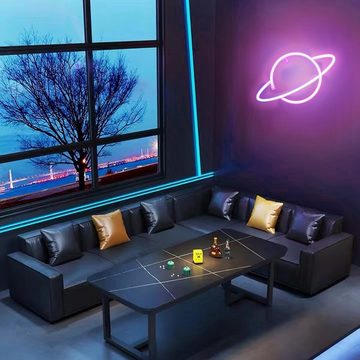 Welikera LED Dekolicht Planet Neonlicht, LED-Wanddekoration, USB/Batterie, geeignet für Party