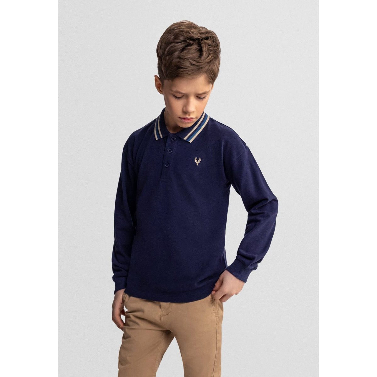 MINOTI Langarm-Poloshirt für Jungen (Packung, 2-tlg) Hirschgeweih-Stickerei – Bild 2 von 5